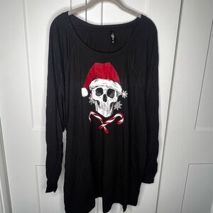 Torrid Sleep Christmas Skull Winter Candy Cane Shirt Plus Size 3 3X